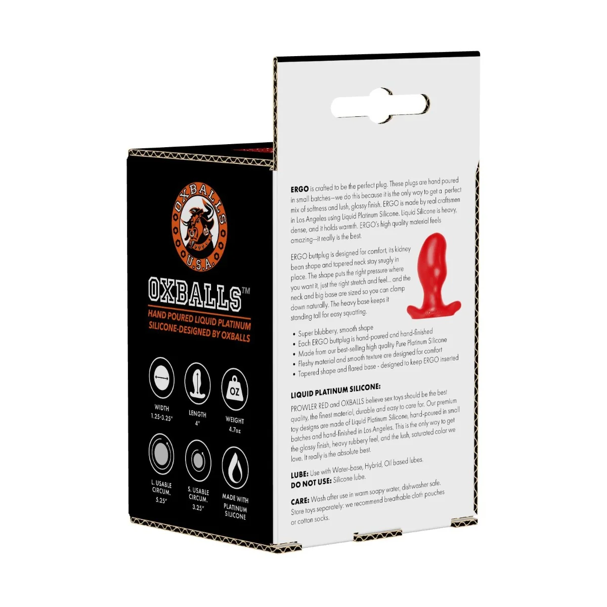 Prowler RED By Oxballs ERGO Butt Plug Silicone Small - Image 3