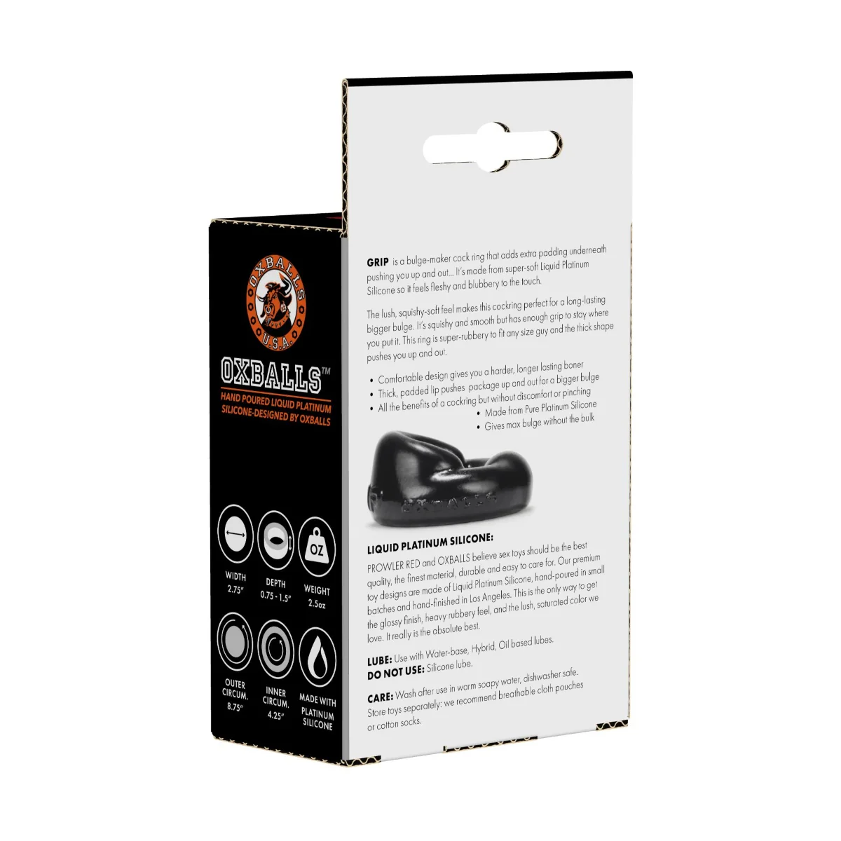 Prowler RED By Oxballs GRIP Cock Ring Black - Image 3