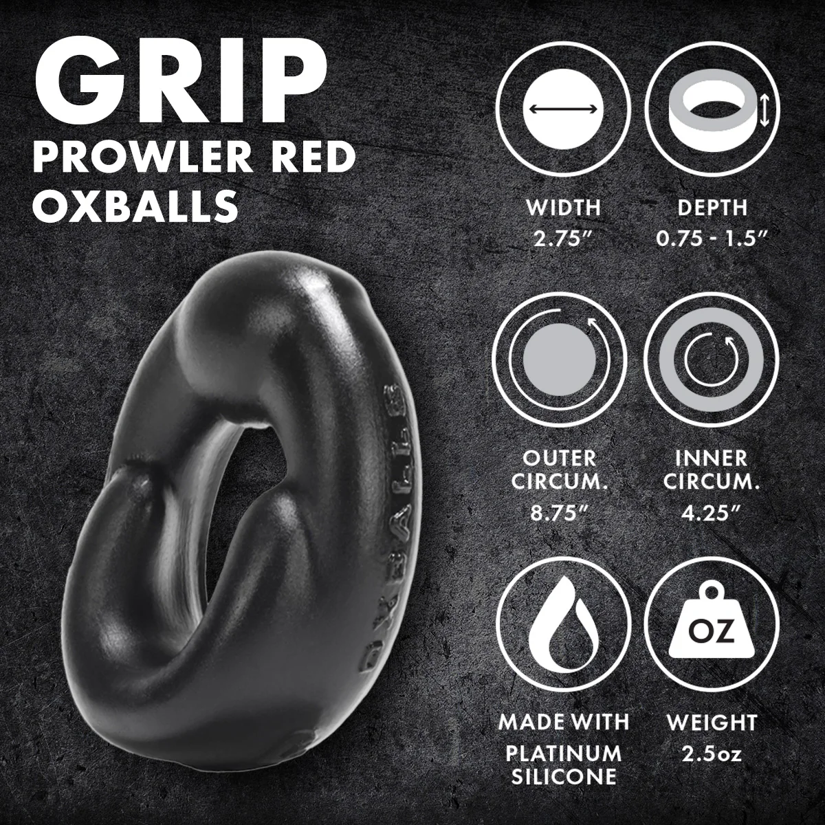 Prowler RED By Oxballs GRIP Cock Ring Black - Image 4