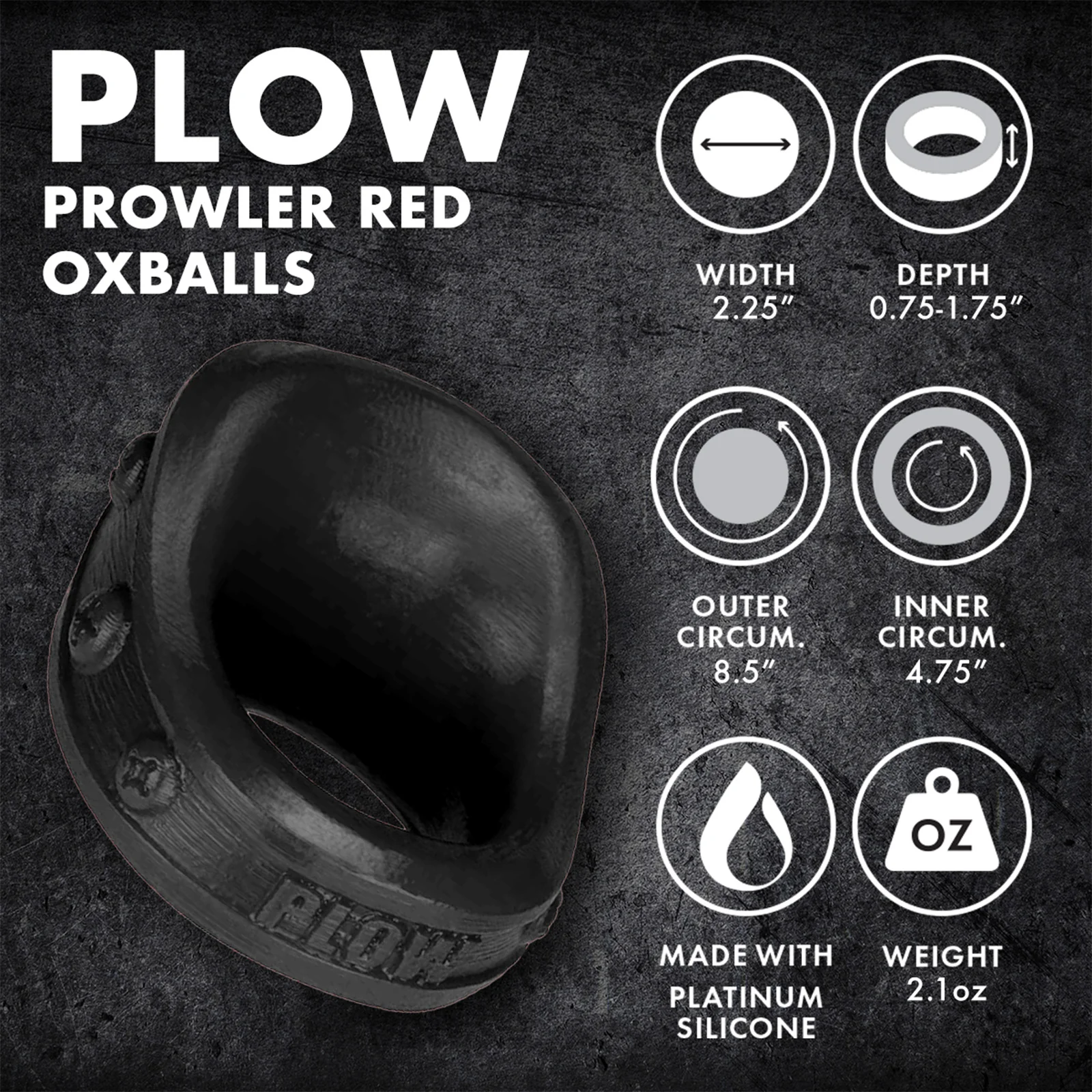 Prowler RED By Oxballs PLOW Cock Ring Black - Image 5