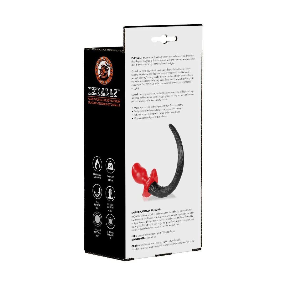 Prowler RED By Oxballs PUPTAIL Butt Plug Red Black Medium - Image 4