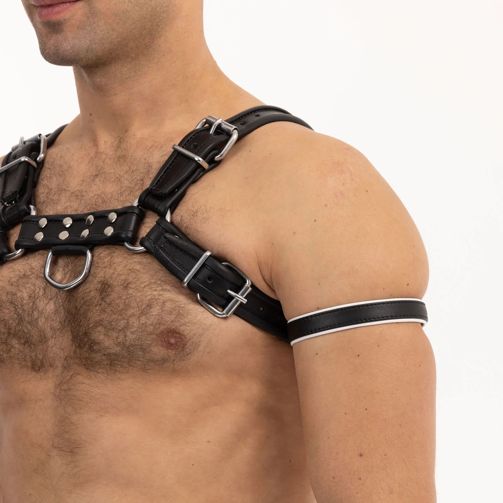 Prowler RED Leather Bicep Band Black White