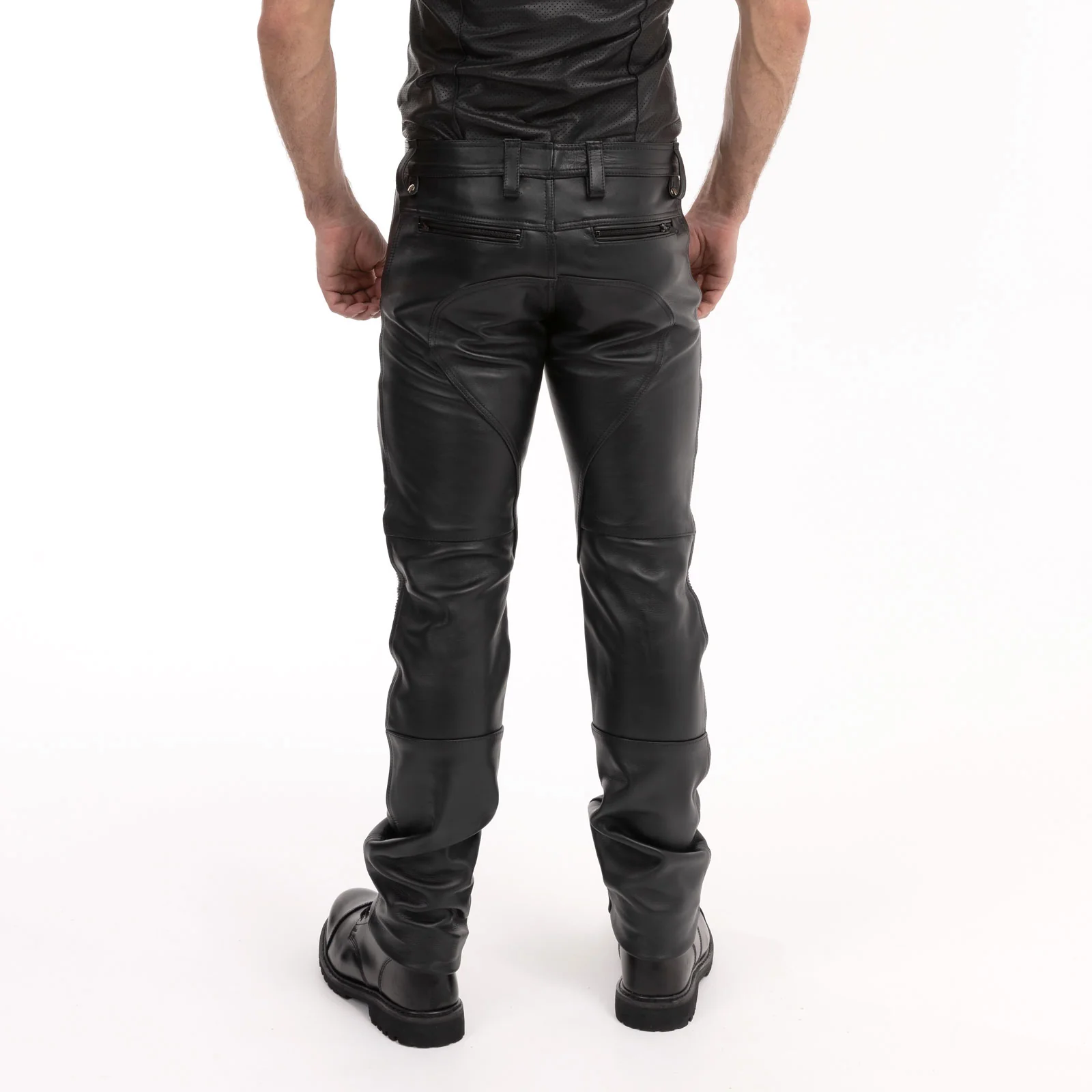 Prowler RED Leather Biker Jeans Black - Image 4