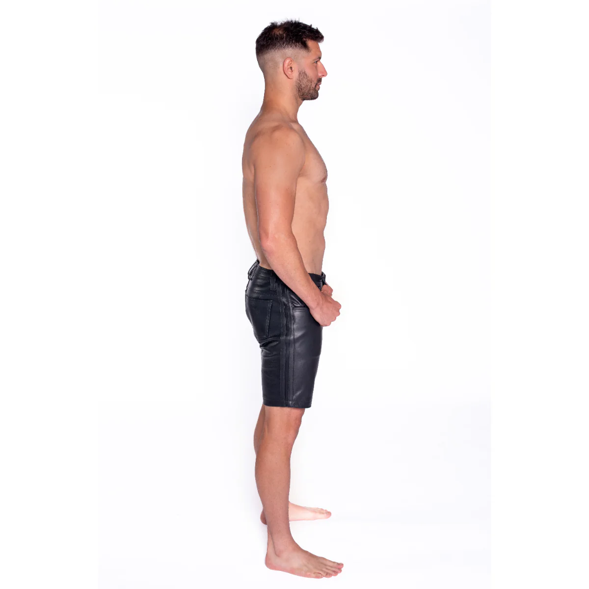 Prowler RED Leather Black Stripe Shorts Black - Image 3