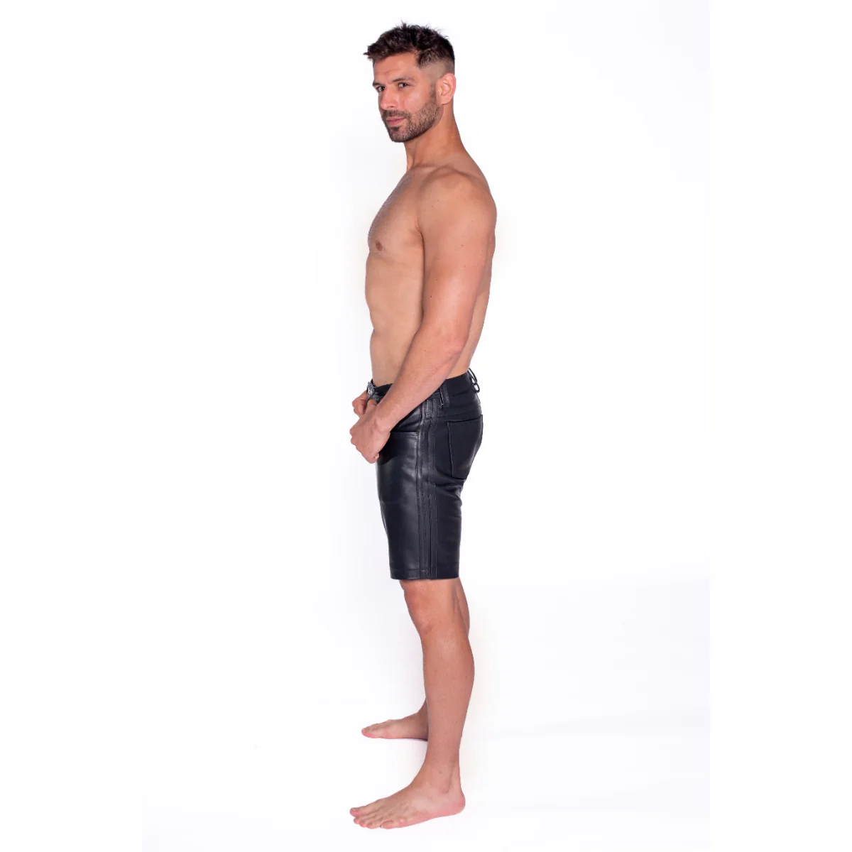 Prowler RED Leather Black Stripe Shorts Black - Image 4