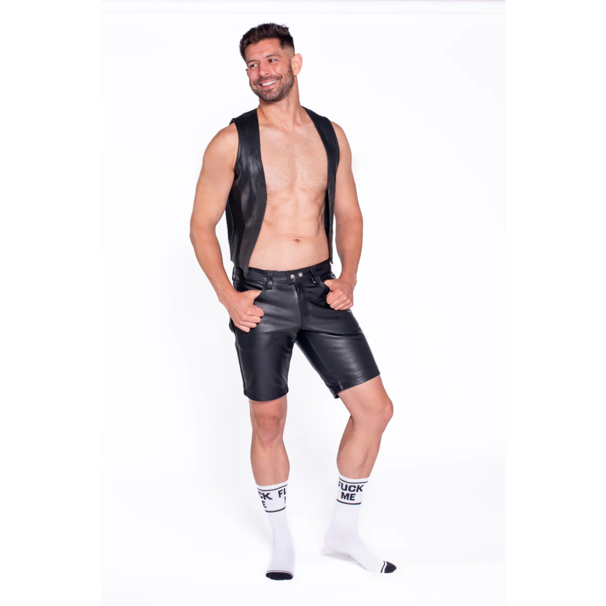 Prowler RED Leather Black Stripe Shorts Black - Image 5