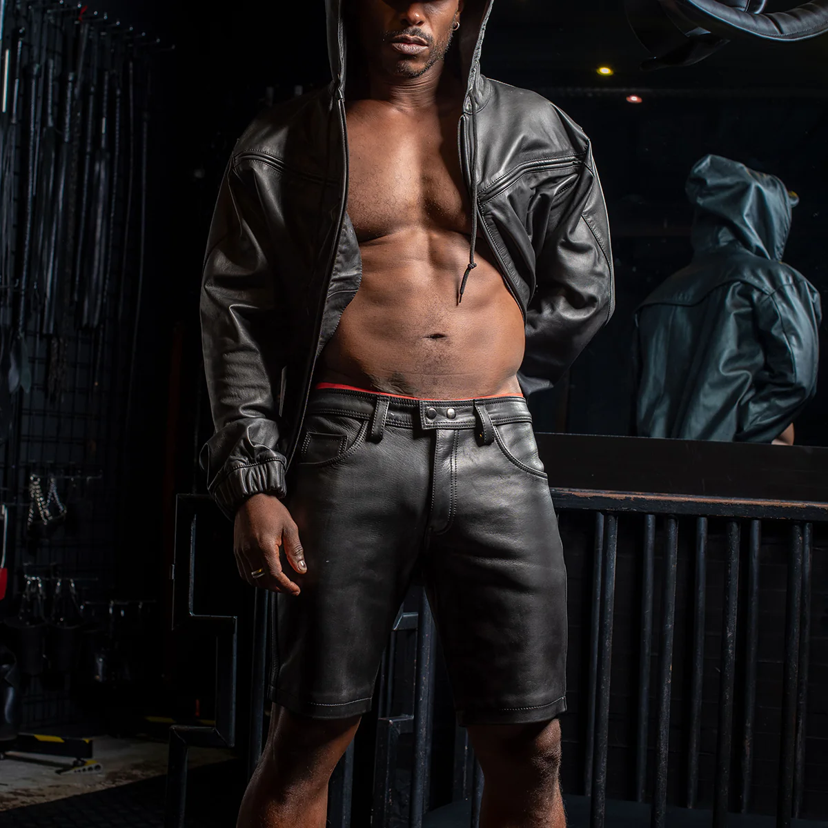 Prowler RED Leather Black Stripe Shorts Black - Image 7