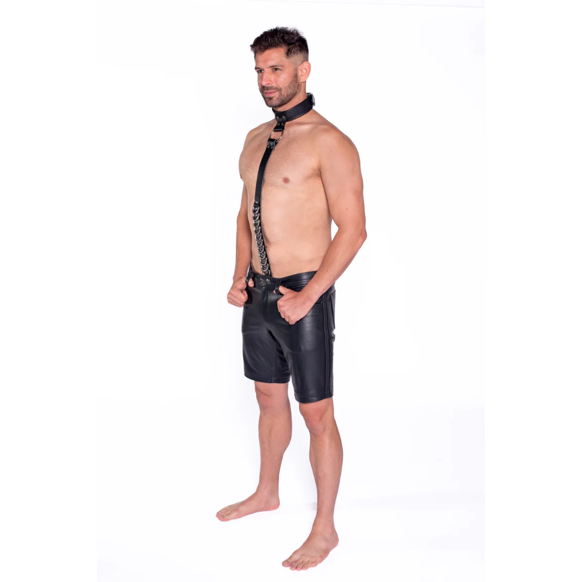 Prowler RED Leather Collar With Strap Black - Image 3