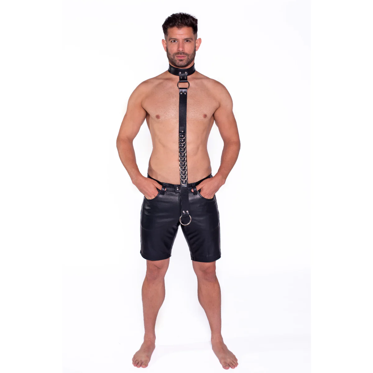 Prowler RED Leather Collar With Strap Black - Image 4