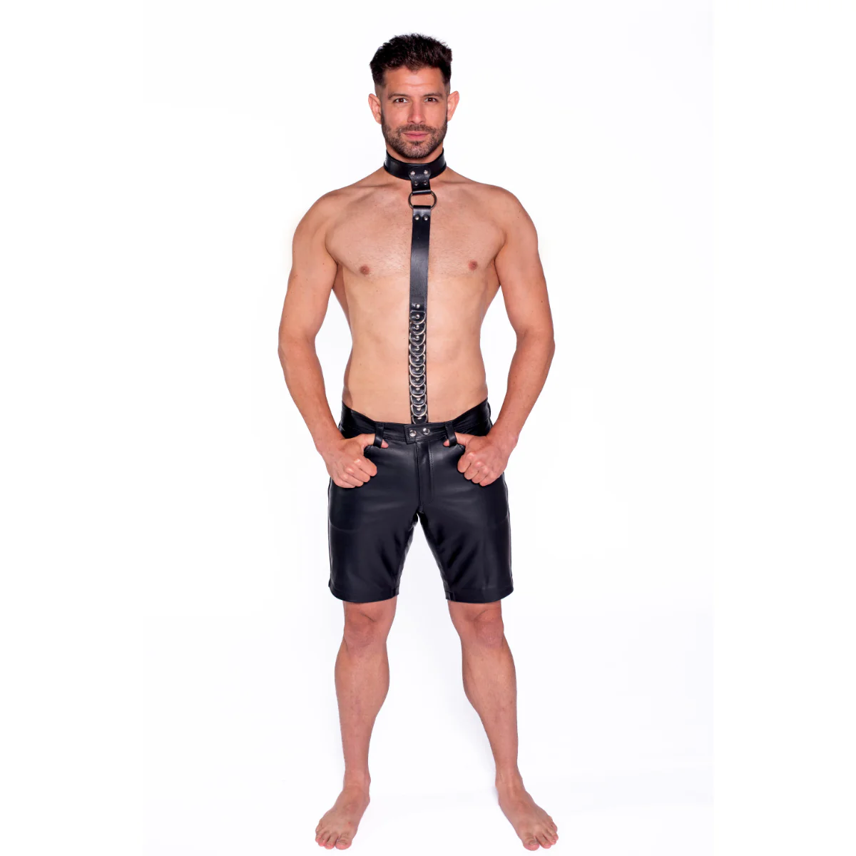 Prowler RED Leather Collar With Strap Black - Image 5