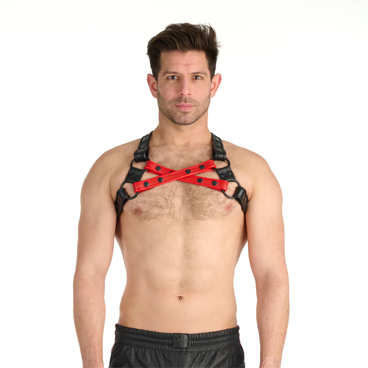Prowler RED Leather Cross Harness Black Red