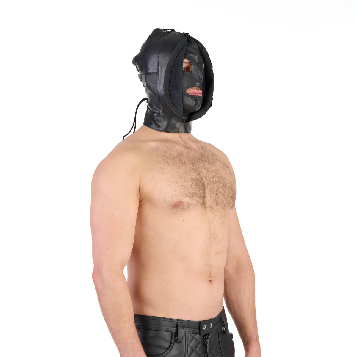 Prowler RED Leather Double Hood With Front Zipper Black