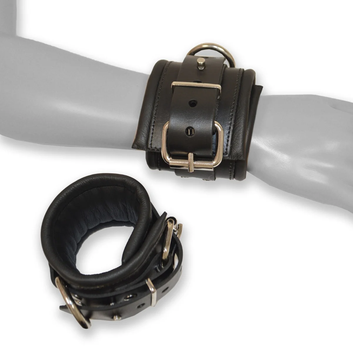 Prowler RED Leather Lockable Wrist Restraints Black - Image 4