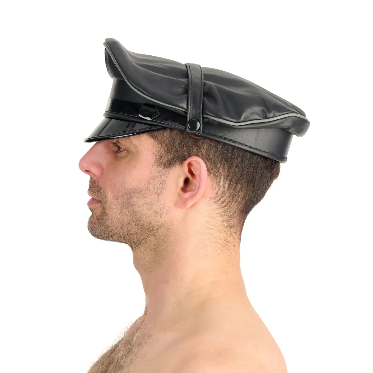 Prowler RED Leather Military Cap Black Grey - Image 3