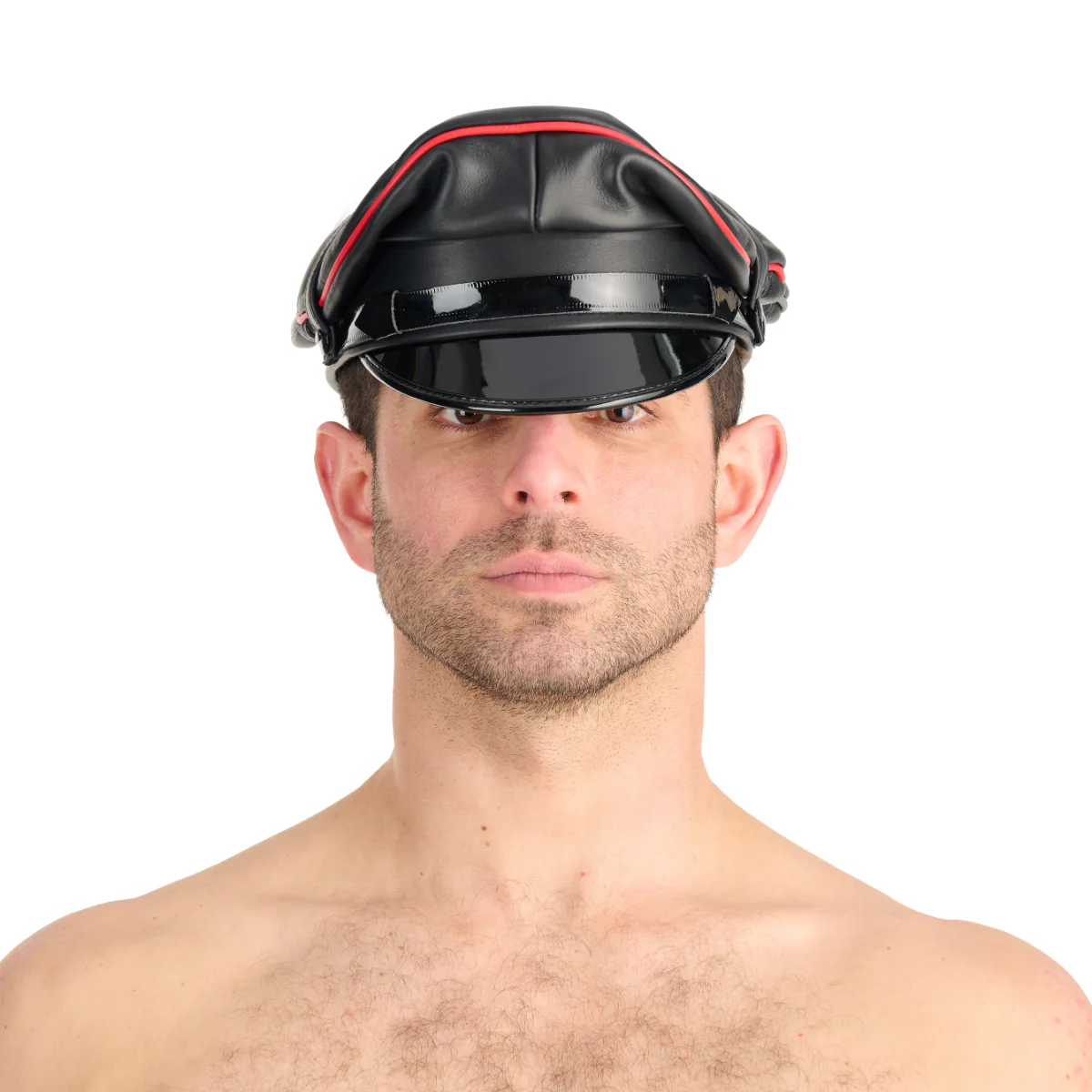 Prowler RED Leather Military Cap Black Red