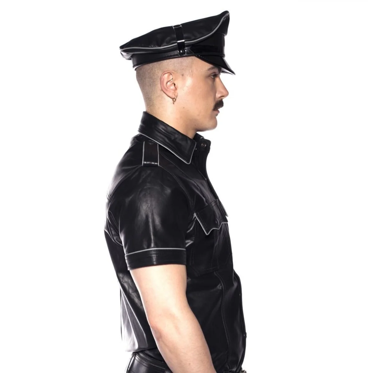 Prowler RED Leather Police Shirt Black Grey XS - Image 2