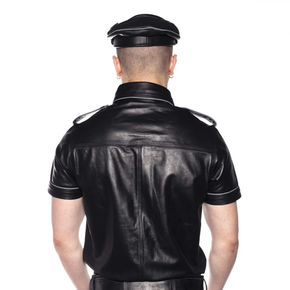 Prowler RED Leather Police Shirt Black Grey XS - Image 3
