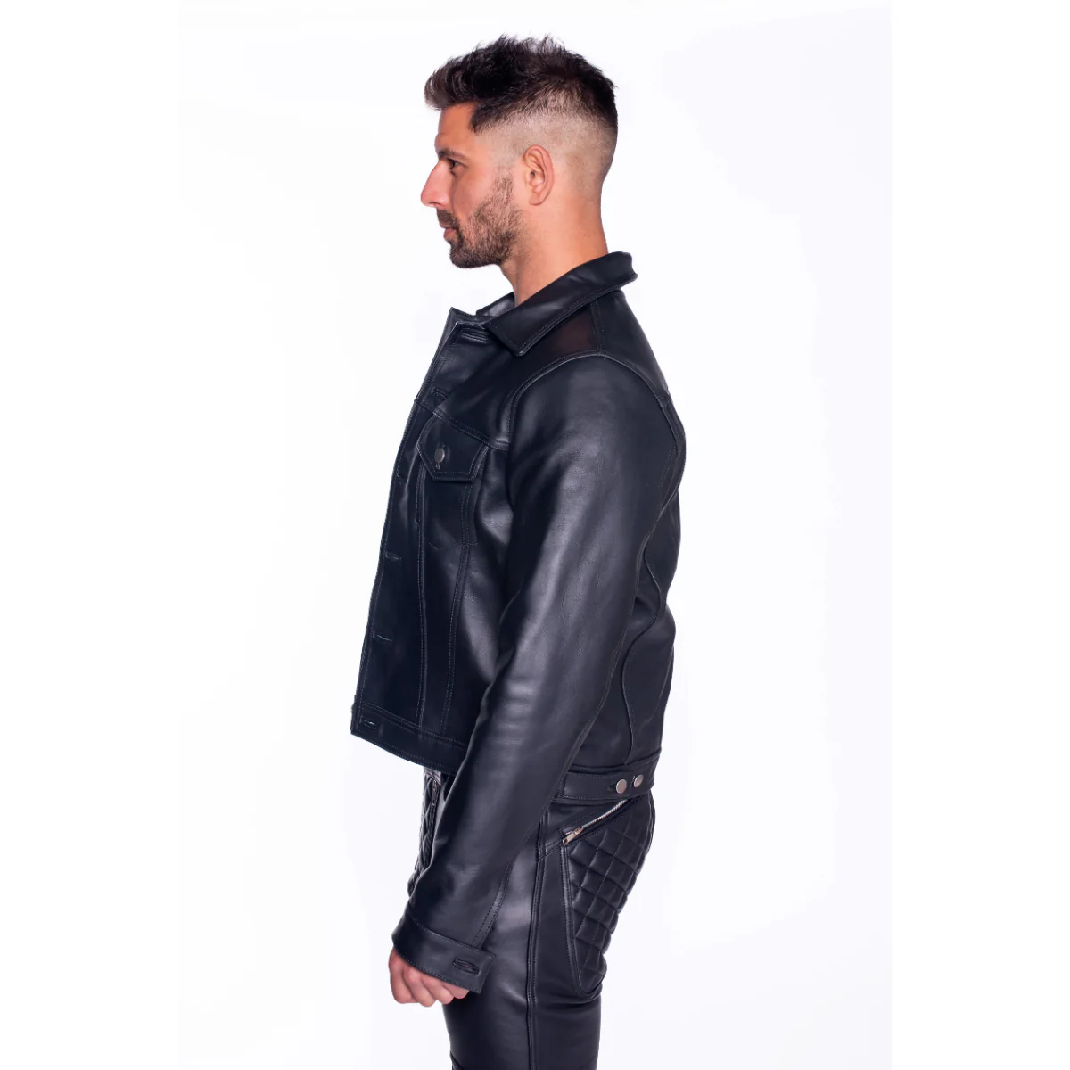 Prowler RED Leather Trucker Jacket Black - Image 4