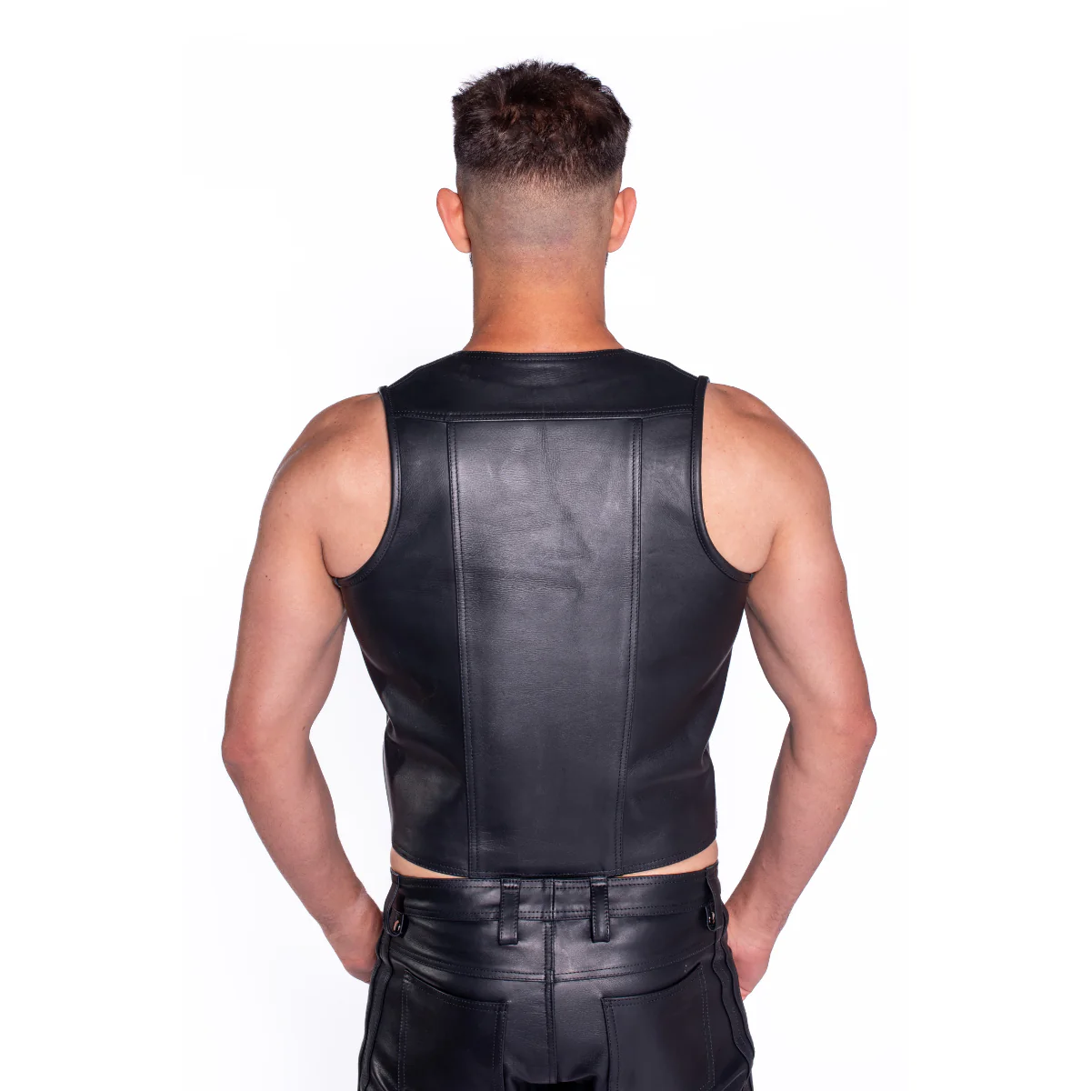 Prowler RED Leather Waistcoat Black - Image 2