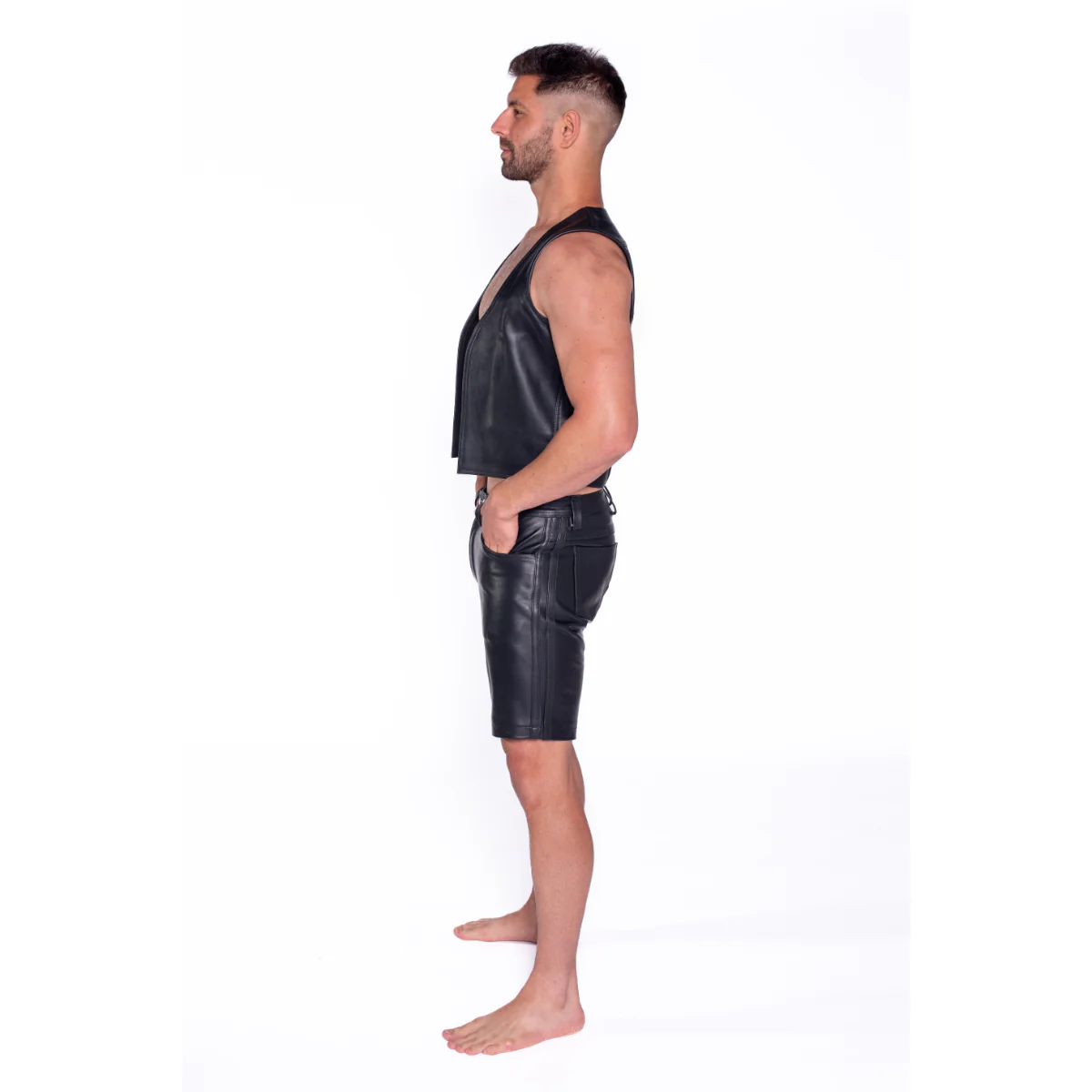 Prowler RED Leather Waistcoat Black - Image 4