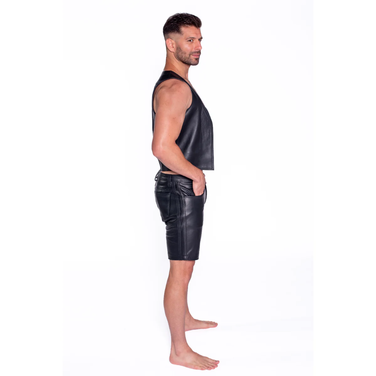 Prowler RED Leather Waistcoat Black - Image 5