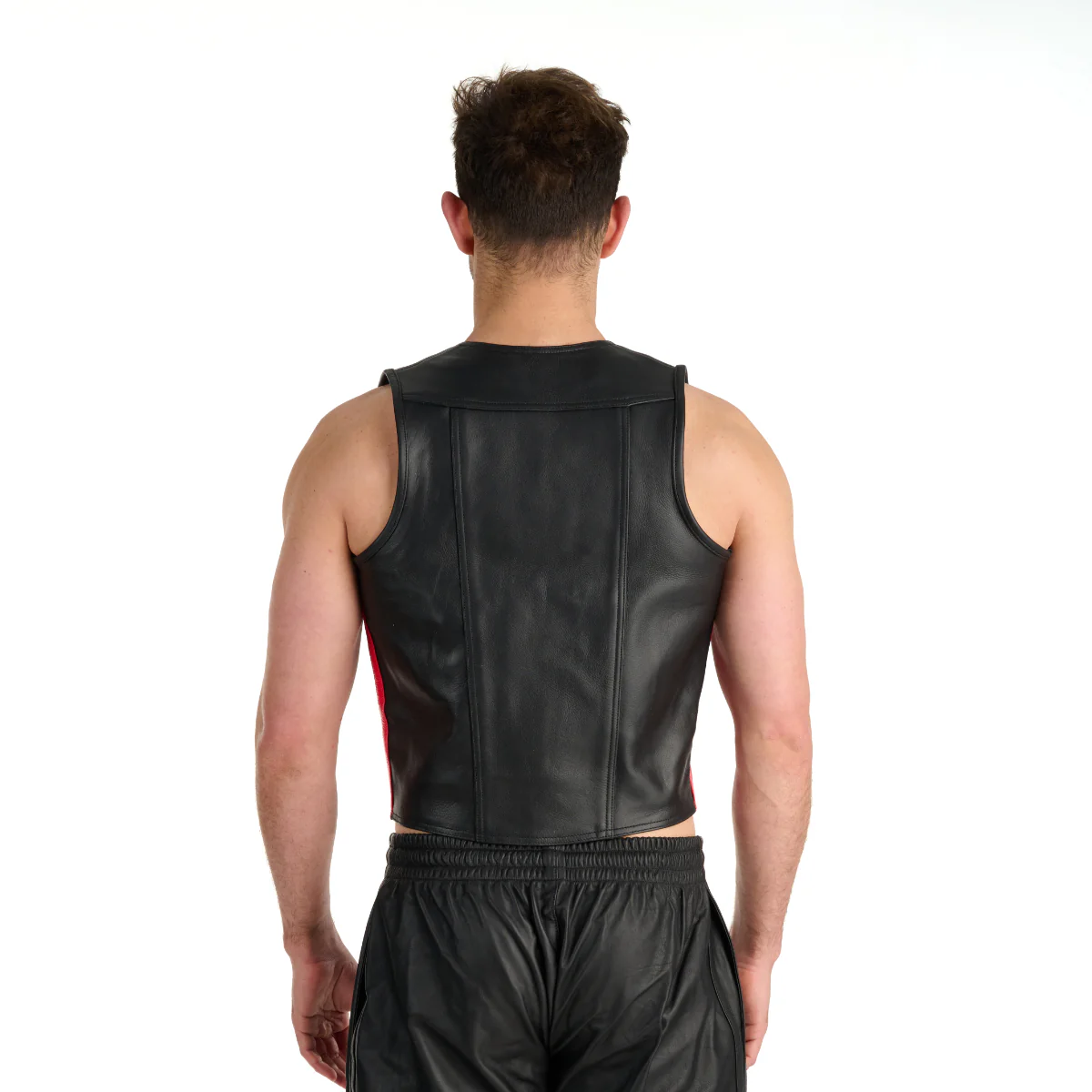 Prowler RED Leather Waistcoat Black Red - Image 2