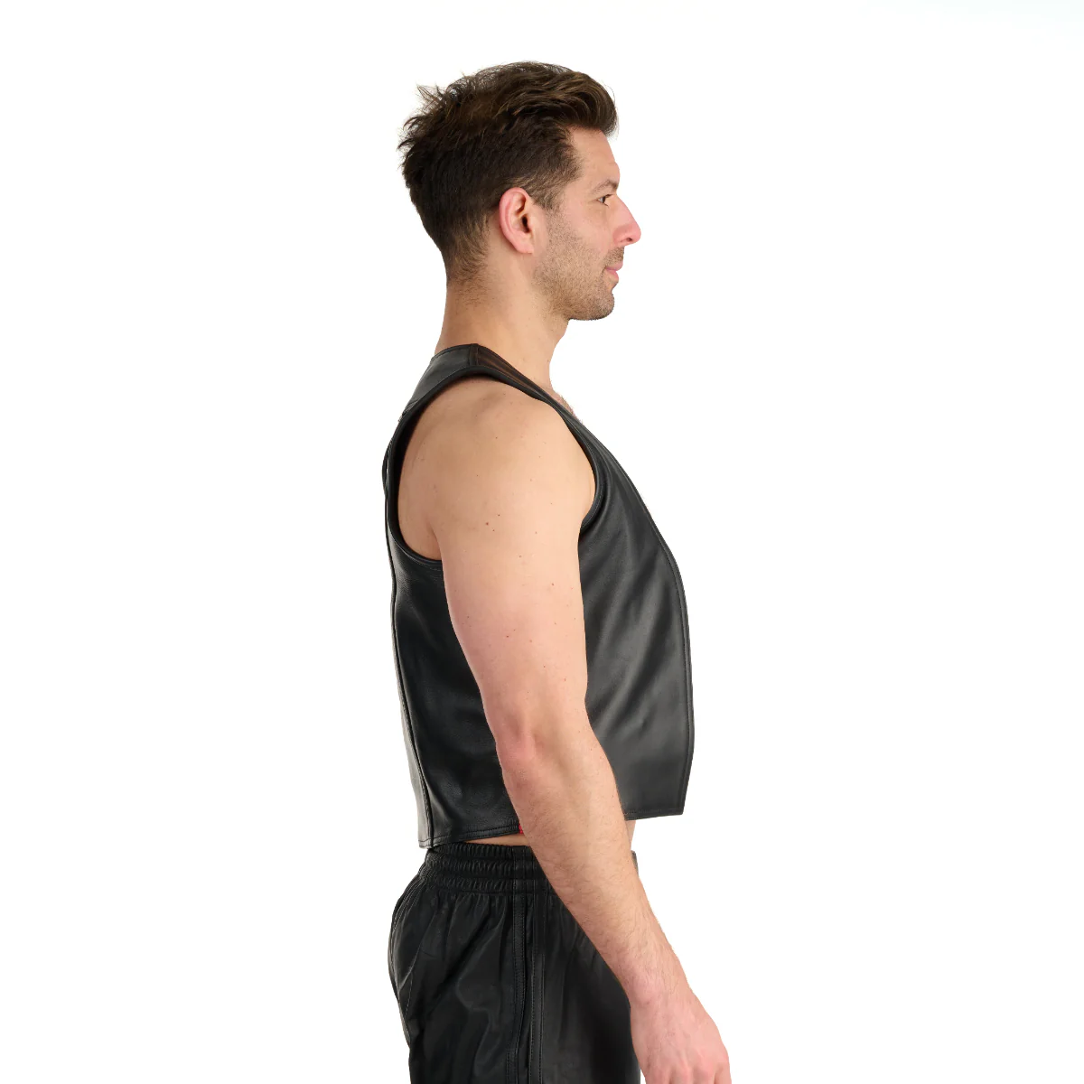 Prowler RED Leather Waistcoat Black Red - Image 3