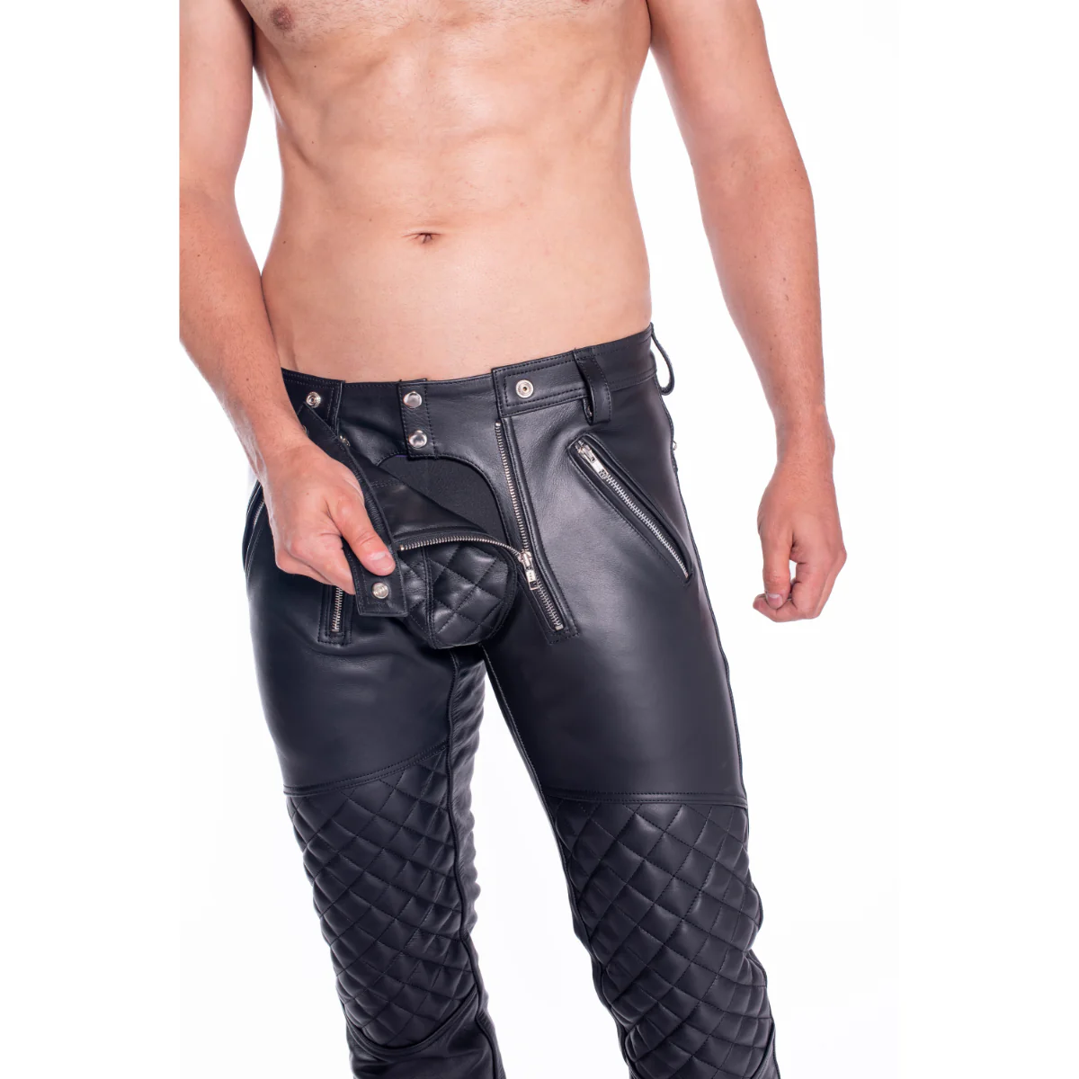 Prowler RED Quilted Leather Sailor Jeans Black - Image 2