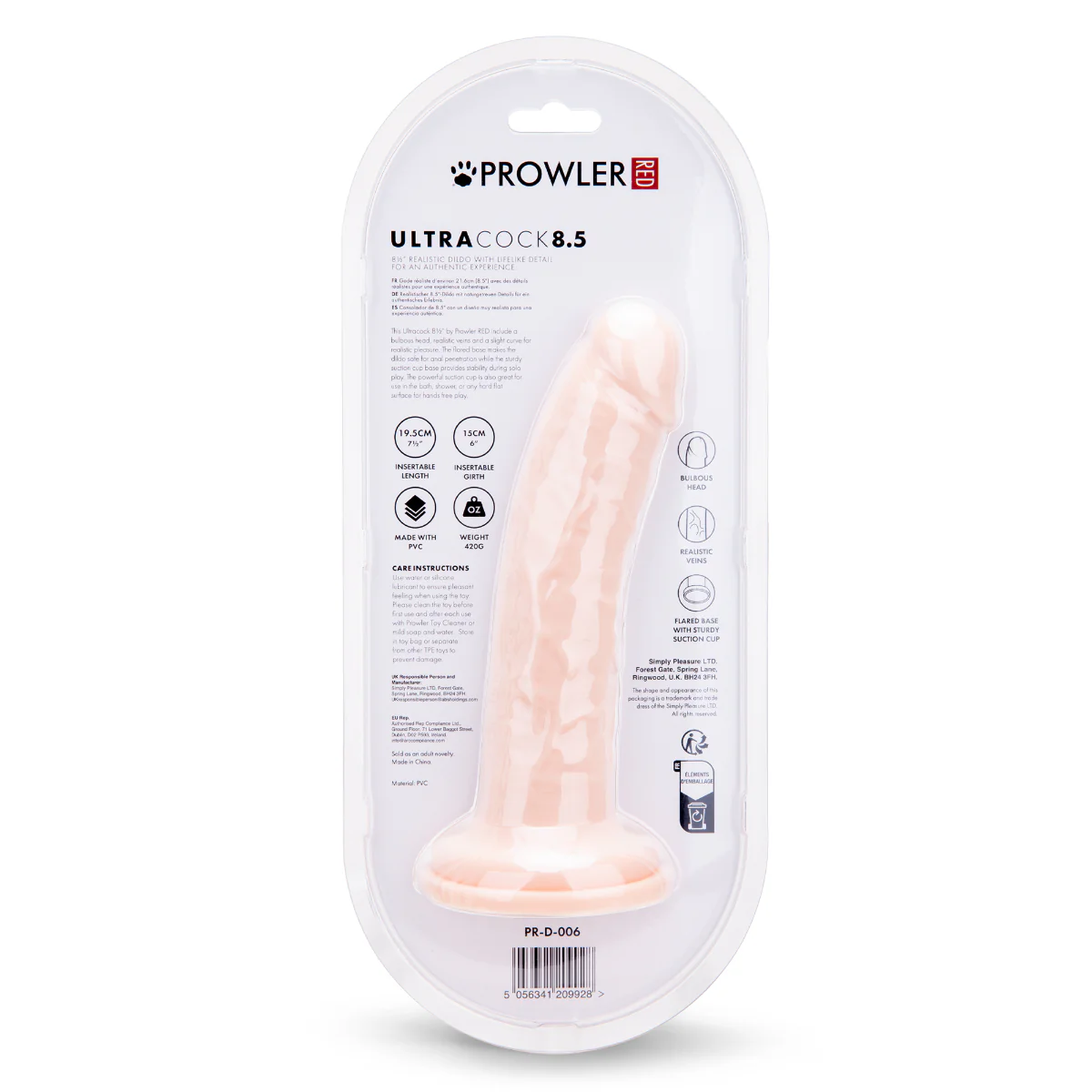 Prowler RED Ultra Cock Dildo Pink 8.5 Inch - Image 3