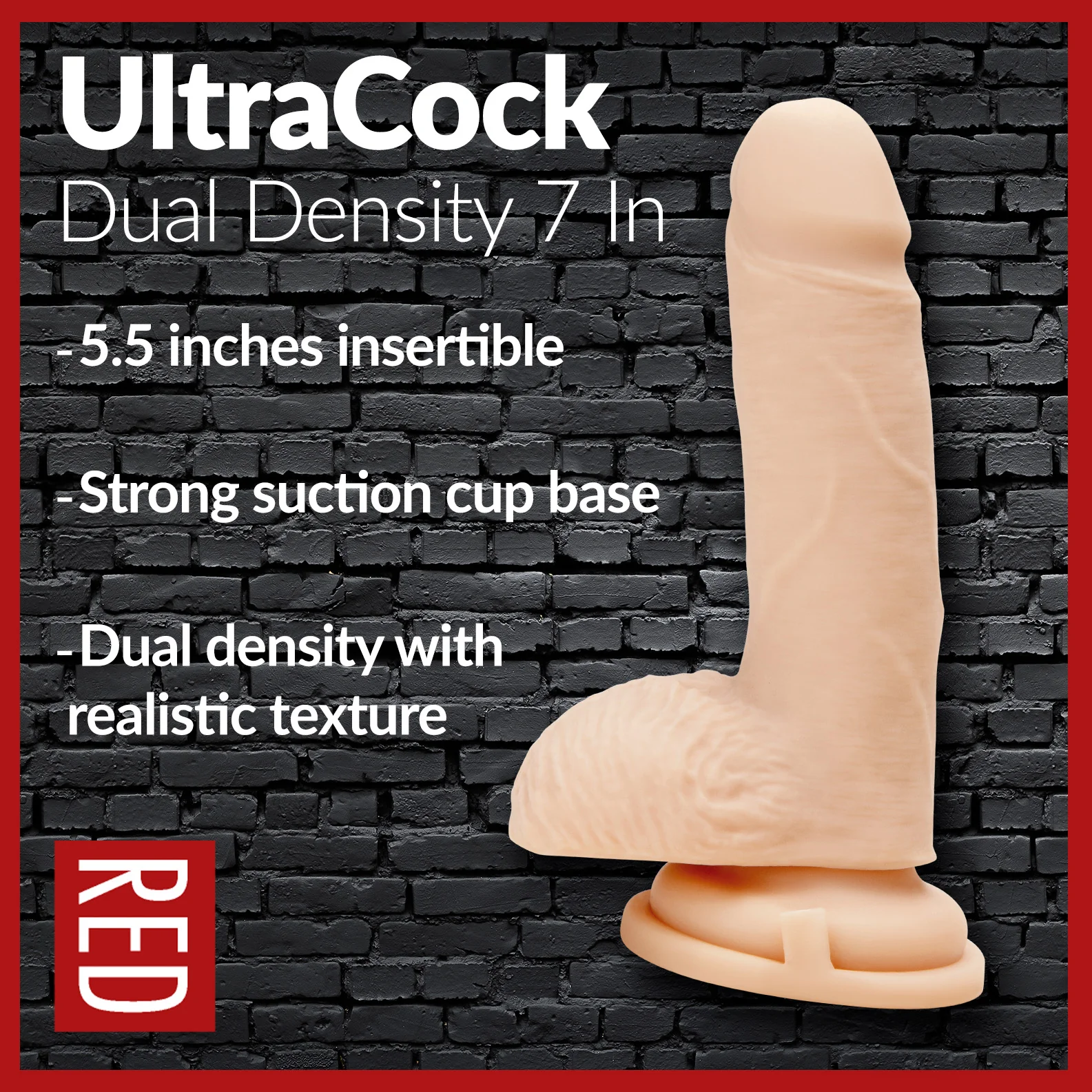 Prowler RED Ultra Cock Dual Density Dildo With Balls Pink 7 Inch - Image 5