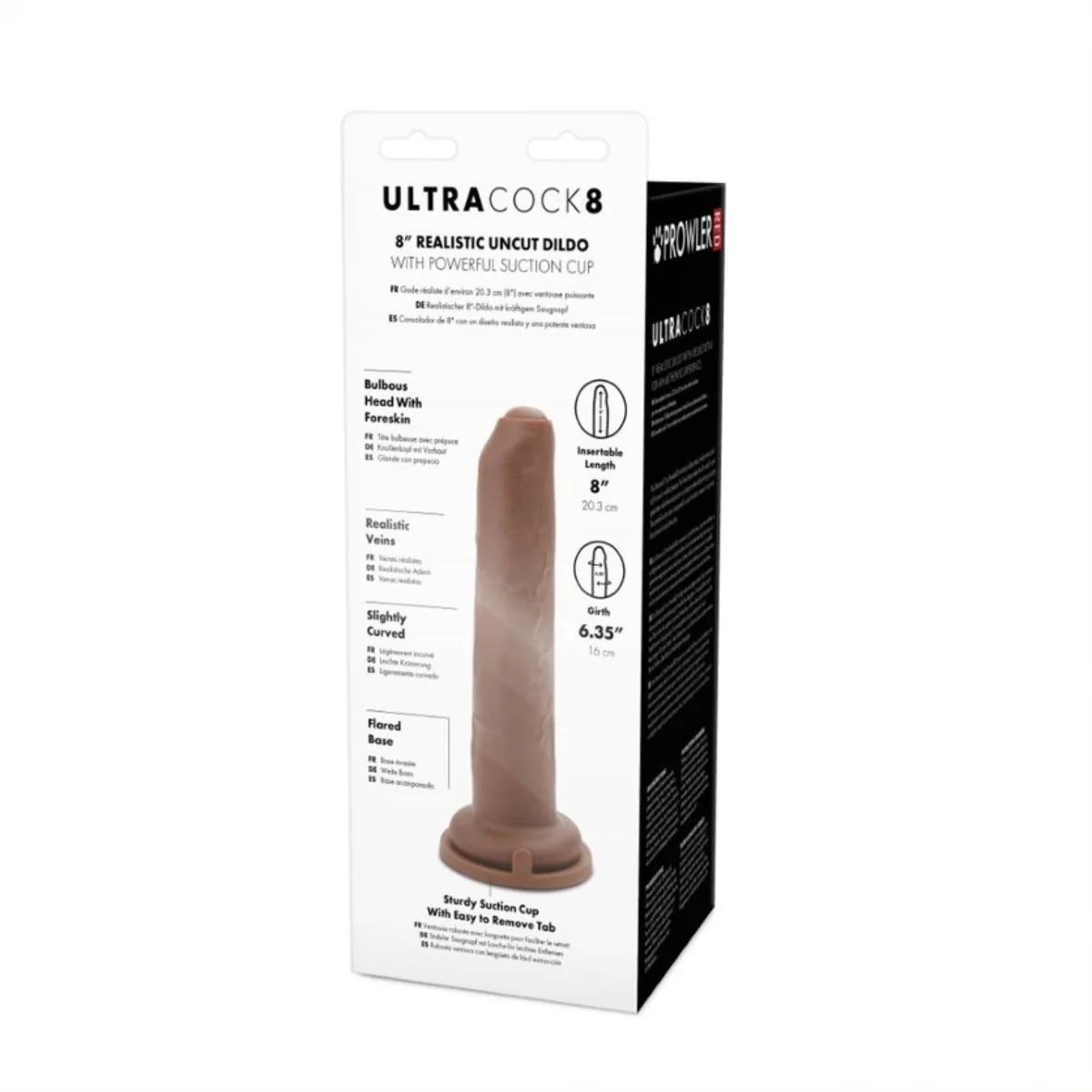 Prowler RED Uncut Ultra Cock Dildo Brown 8 Inch - Image 3