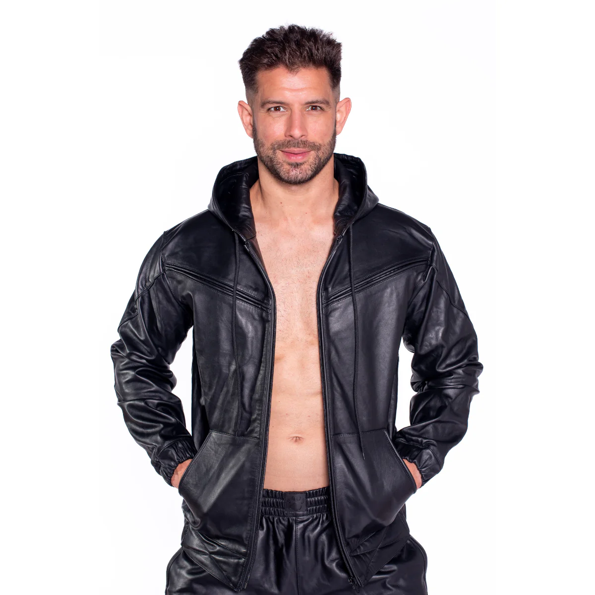 Prowler RED V Sports Leather Jacket Black