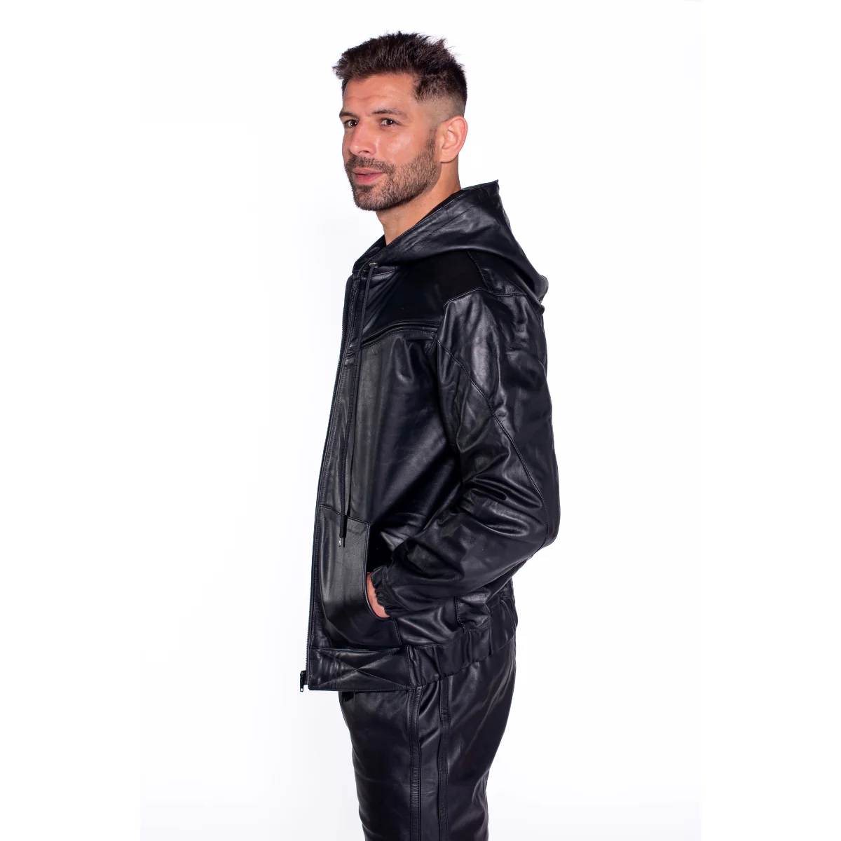 Prowler RED V Sports Leather Jacket Black - Image 4
