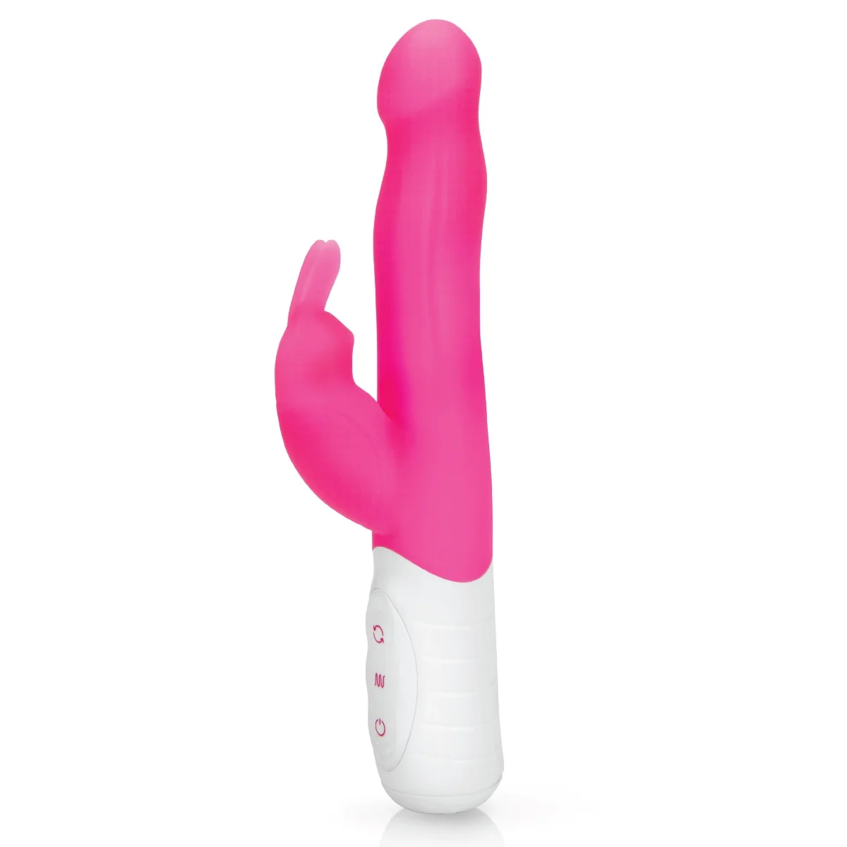 Rabbit Essentials Slim Shaft Rabbit Vibrator With Rotating Beads Hot Pink