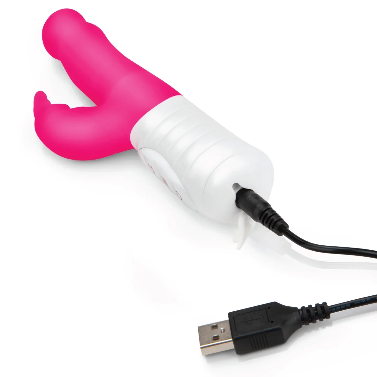 Rabbit Essentials Slim Shaft Rabbit Vibrator With Rotating Beads Hot Pink - Image 3