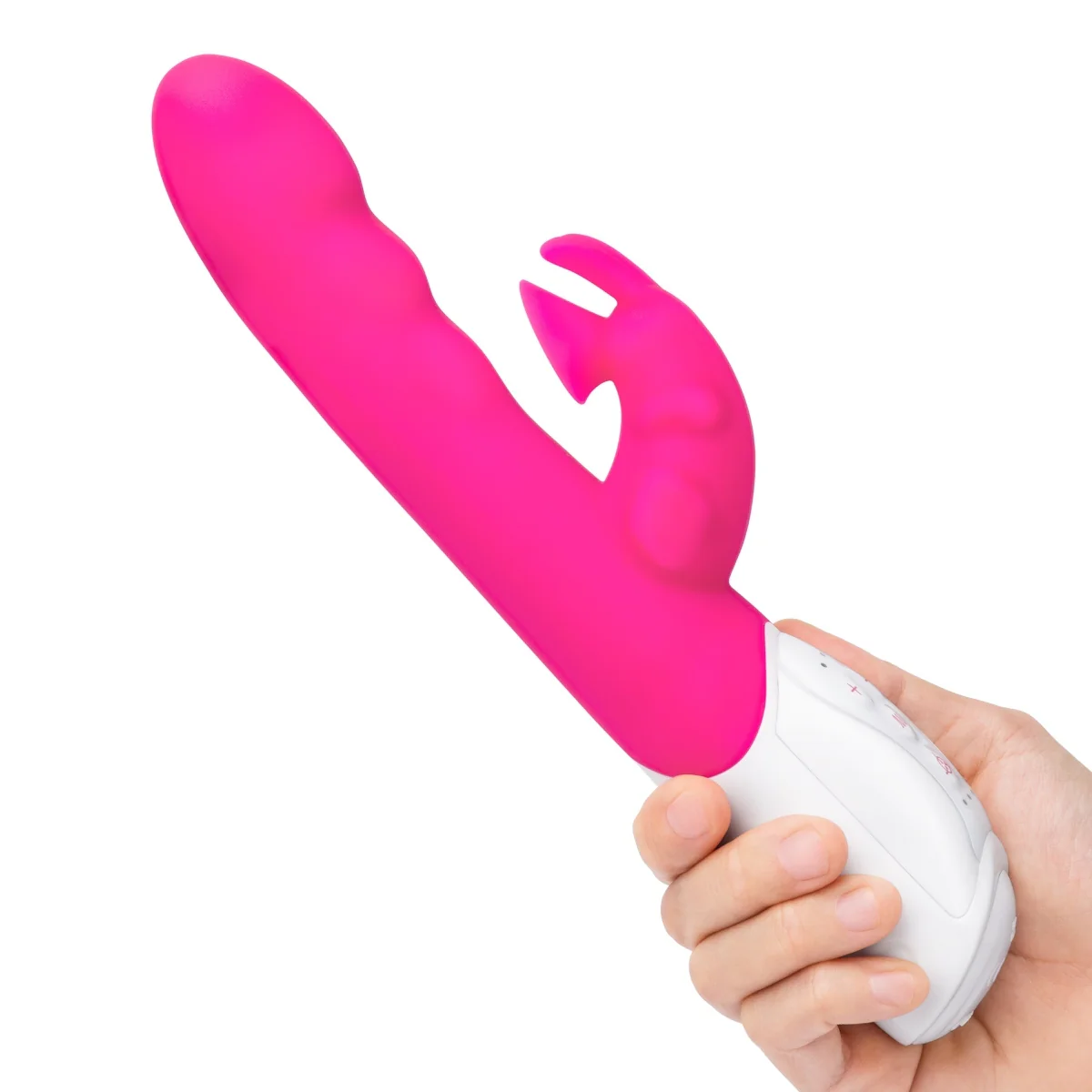 Rabbit Essentials Suction Rabbit Vibrator With Throbbing Shaft Hot Pink - Image 4
