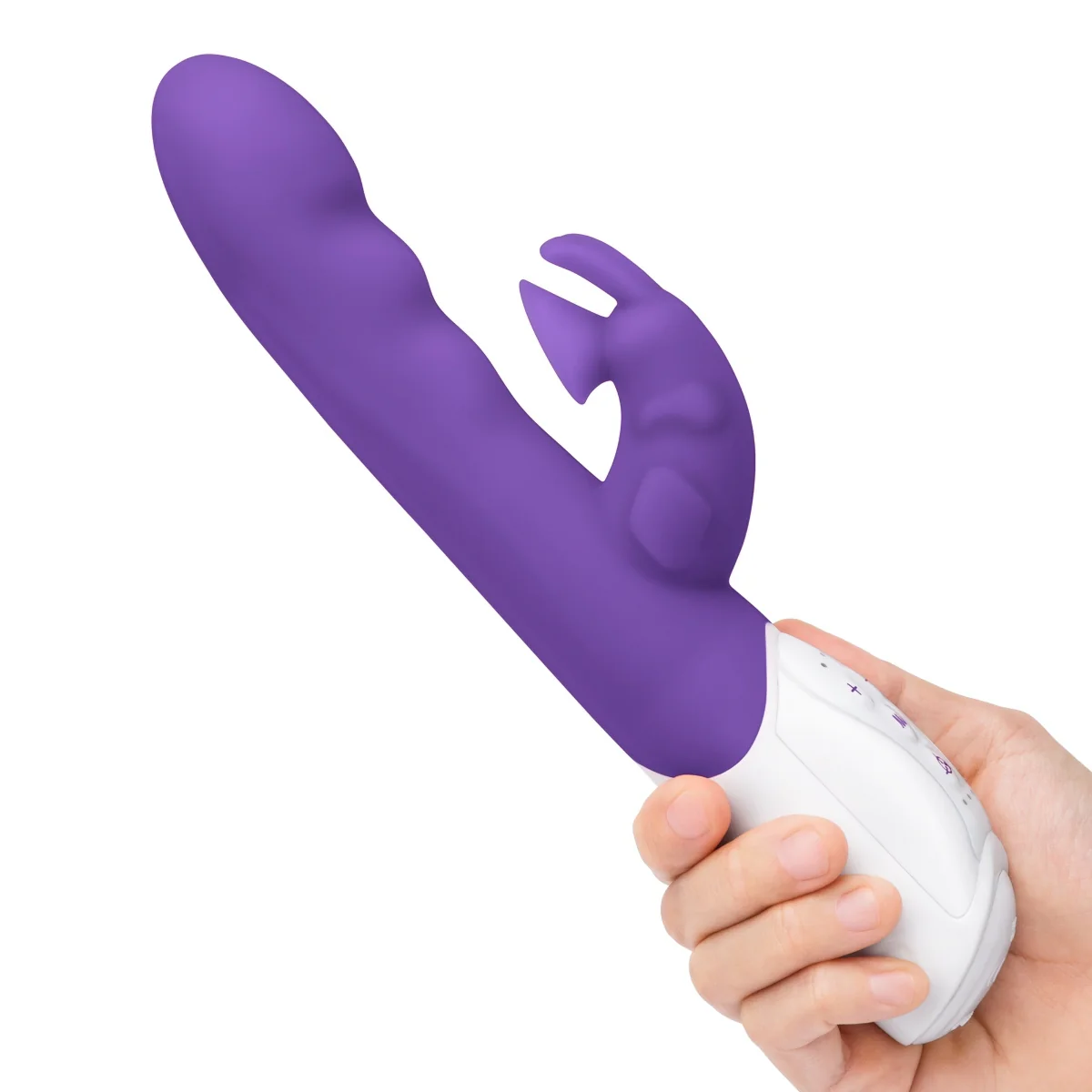 Rabbit Essentials Suction Rabbit Vibrator With Throbbing Shaft Purple - Image 4