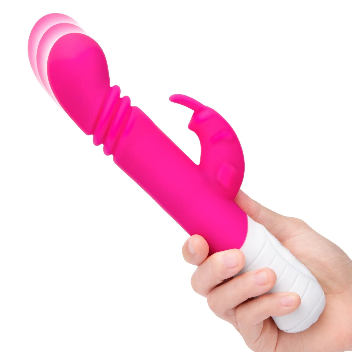 Rabbit Essentials Thrusting Slim Shaft Rabbit Vibrator With Thrusting Function Hot Pink - Image 4