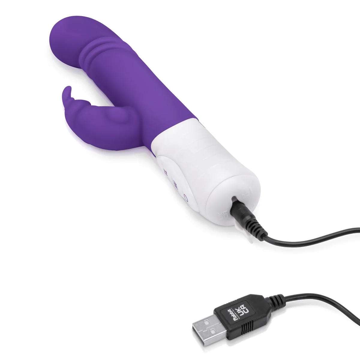 Rabbit Essentials Thrusting Slim Shaft Rabbit Vibrator With Thrusting Function Purple - Image 3