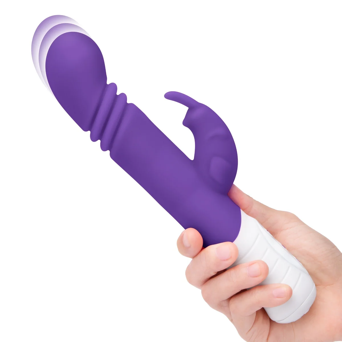 Rabbit Essentials Thrusting Slim Shaft Rabbit Vibrator With Thrusting Function Purple - Image 4