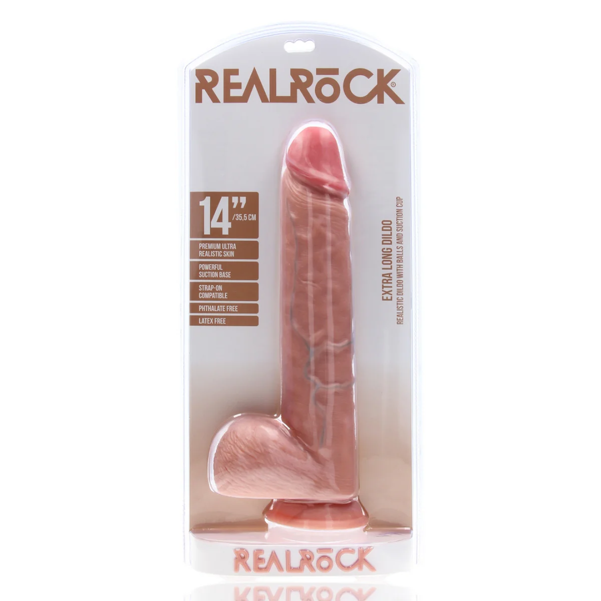 RealRock Extra Long Dildo With Balls Pink 14 Inch - Image 2