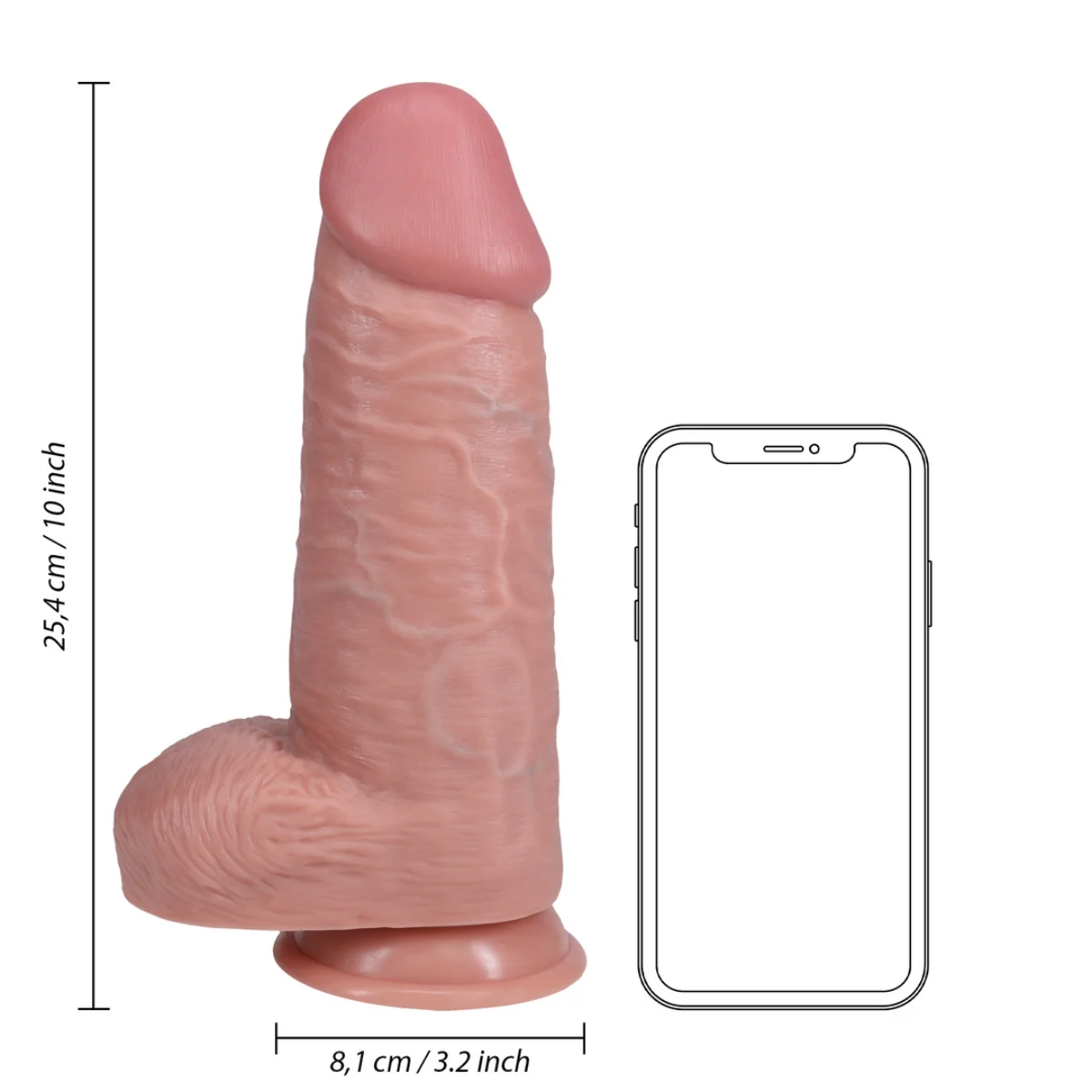 RealRock Extra Thick Dildo With Balls Pink 10 Inch - Image 3
