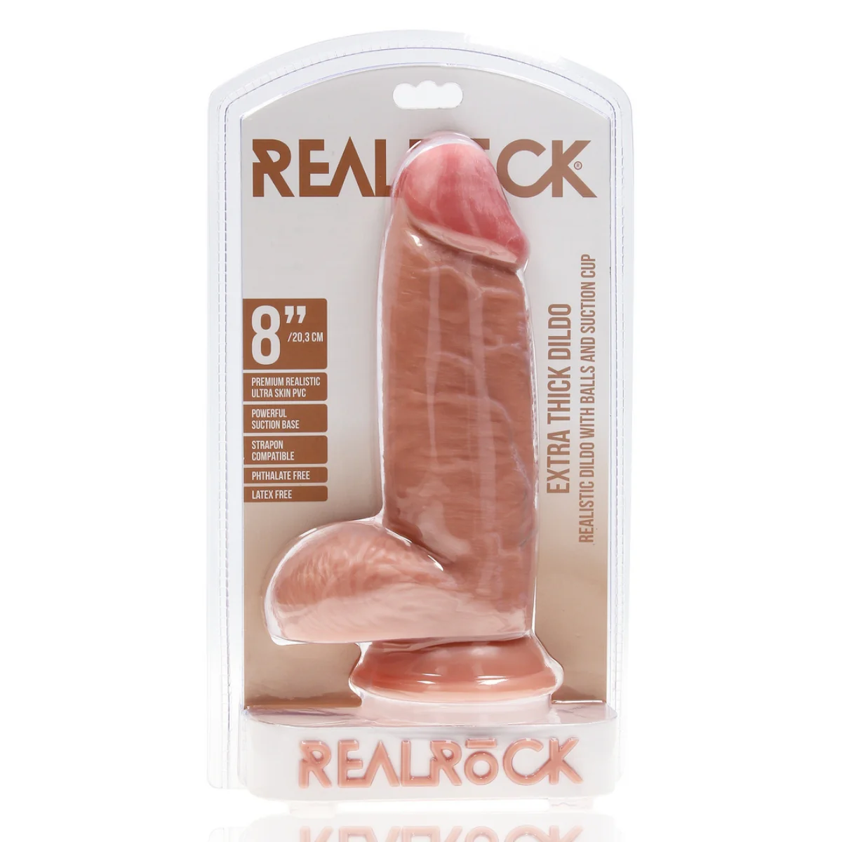 RealRock Extra Thick Dildo With Balls Pink 8 Inch - Image 2