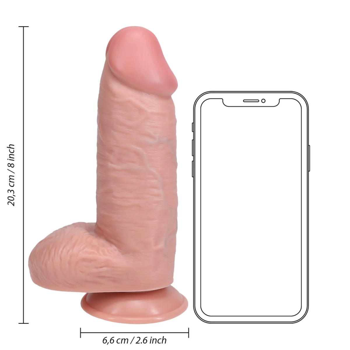 RealRock Extra Thick Dildo With Balls Pink 8 Inch - Image 3