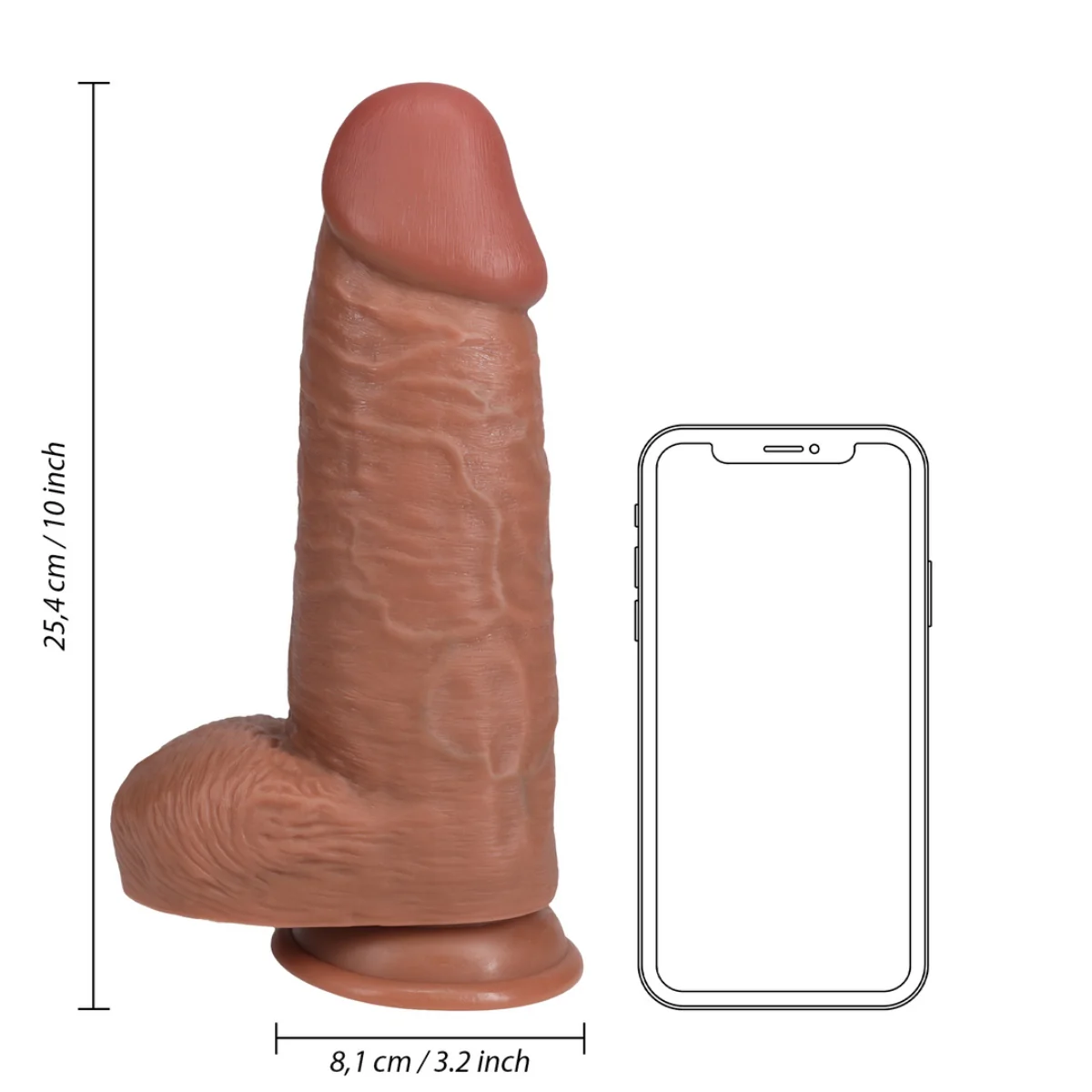 RealRock Extra Thick Dildo With Balls Tan 10 Inch - Image 3