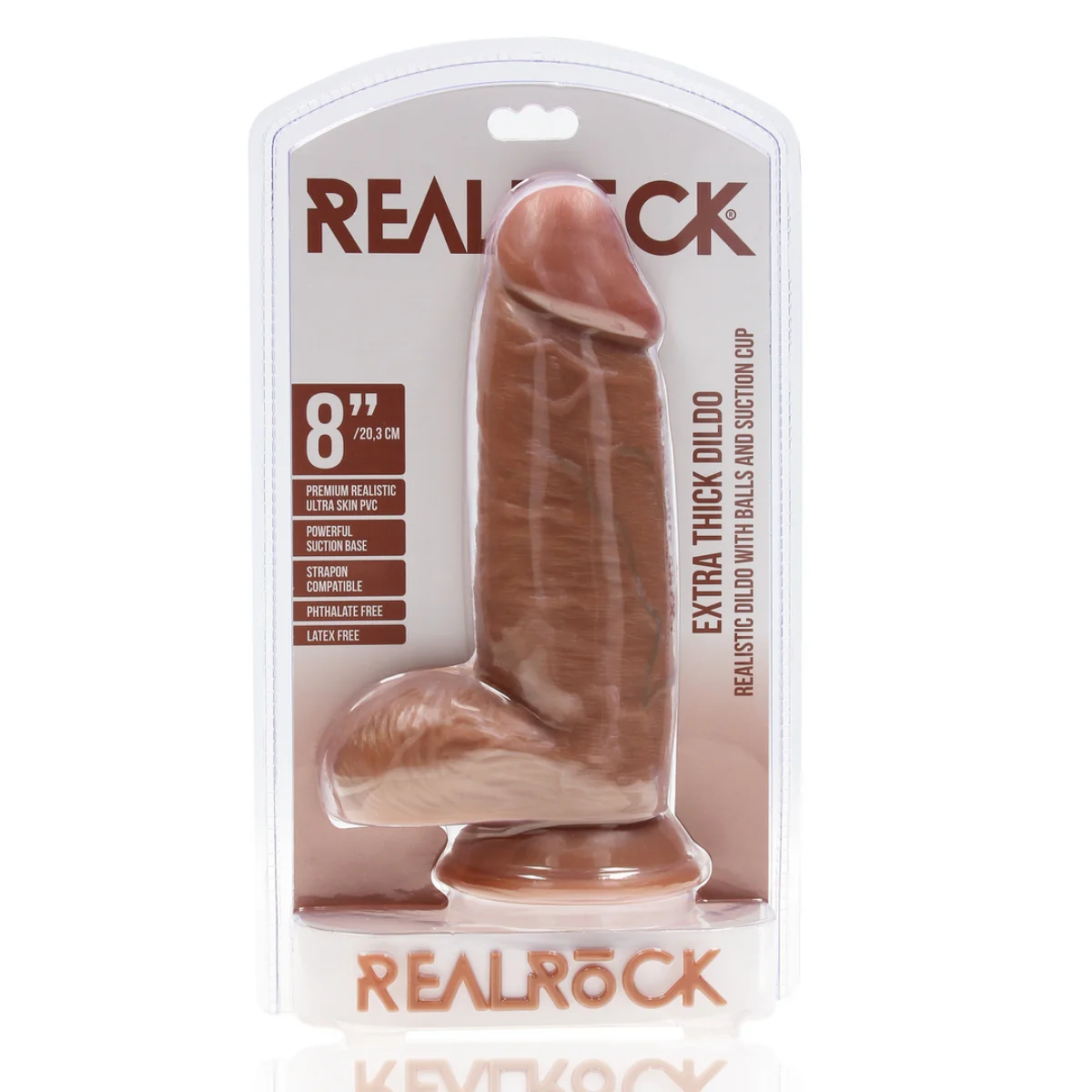 RealRock Extra Thick Dildo With Balls Tan 8 Inch - Image 2