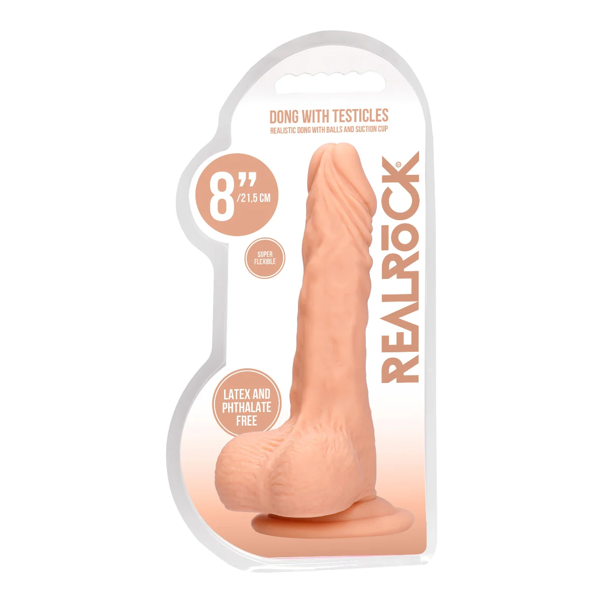 RealRock Realistic Dong With Balls & Suction Cup Pink 8 Inch - Image 2