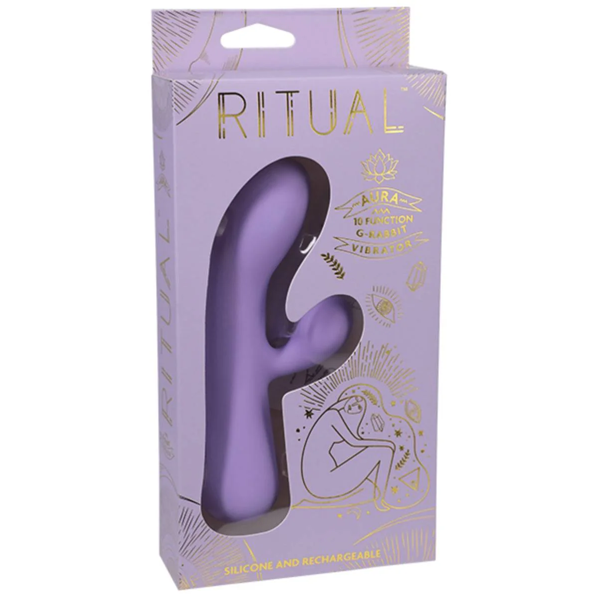 Ritual Aura 10 Function Rechargeable Silicone Rabbit Vibrator Purple - Image 2
