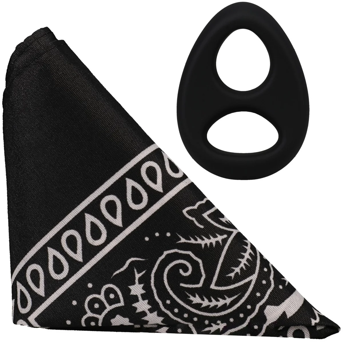 Rock Solid The Code Silicone Cock Ring With Bandana Black - Image 3