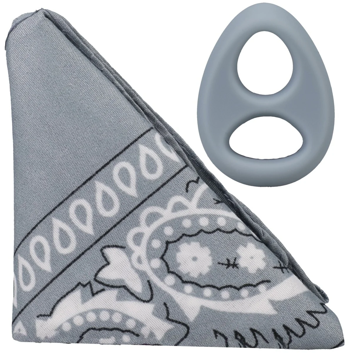 Rock Solid The Code Silicone Cock Ring With Bandana Gray - Image 3